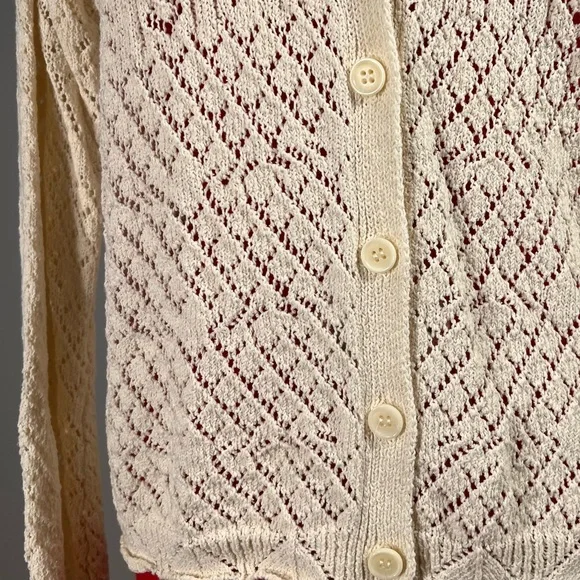 EUC Lace Knit Cream Cardigan - XS - Picture 2 of 9
